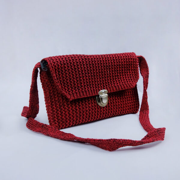 Crochet Sling Bag – Maroon Elegance - Image 2