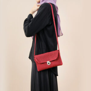 Crochet Sling Bag – Maroon Elegance