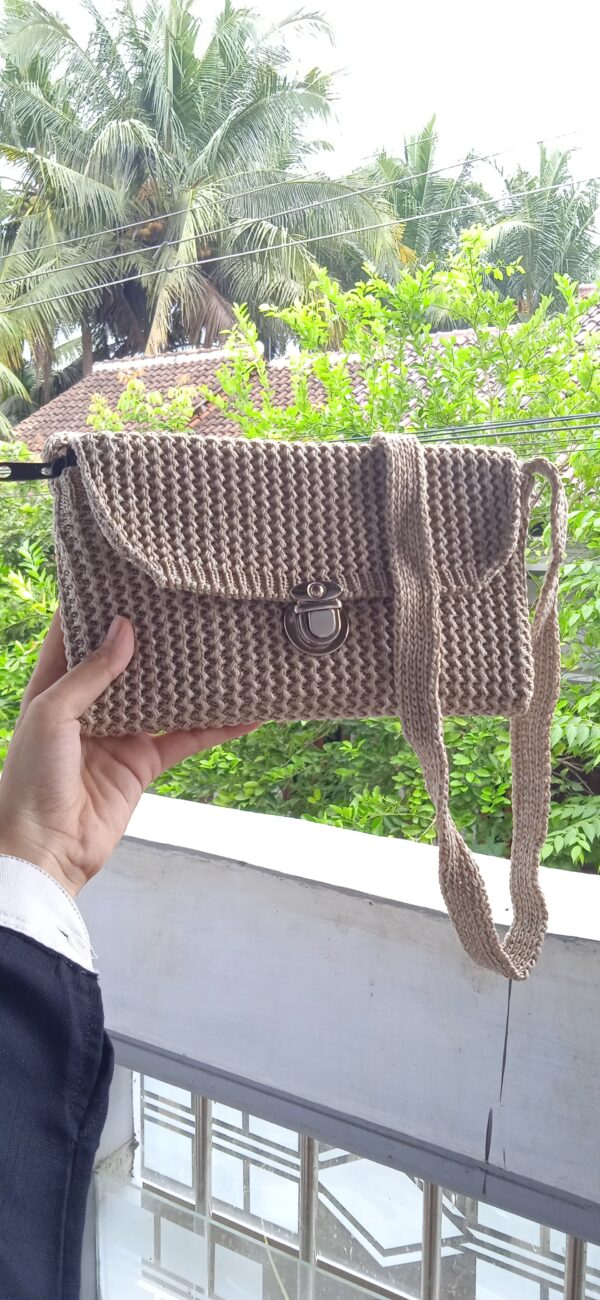 Crochet Sling Bag – Maroon Elegance - Image 6